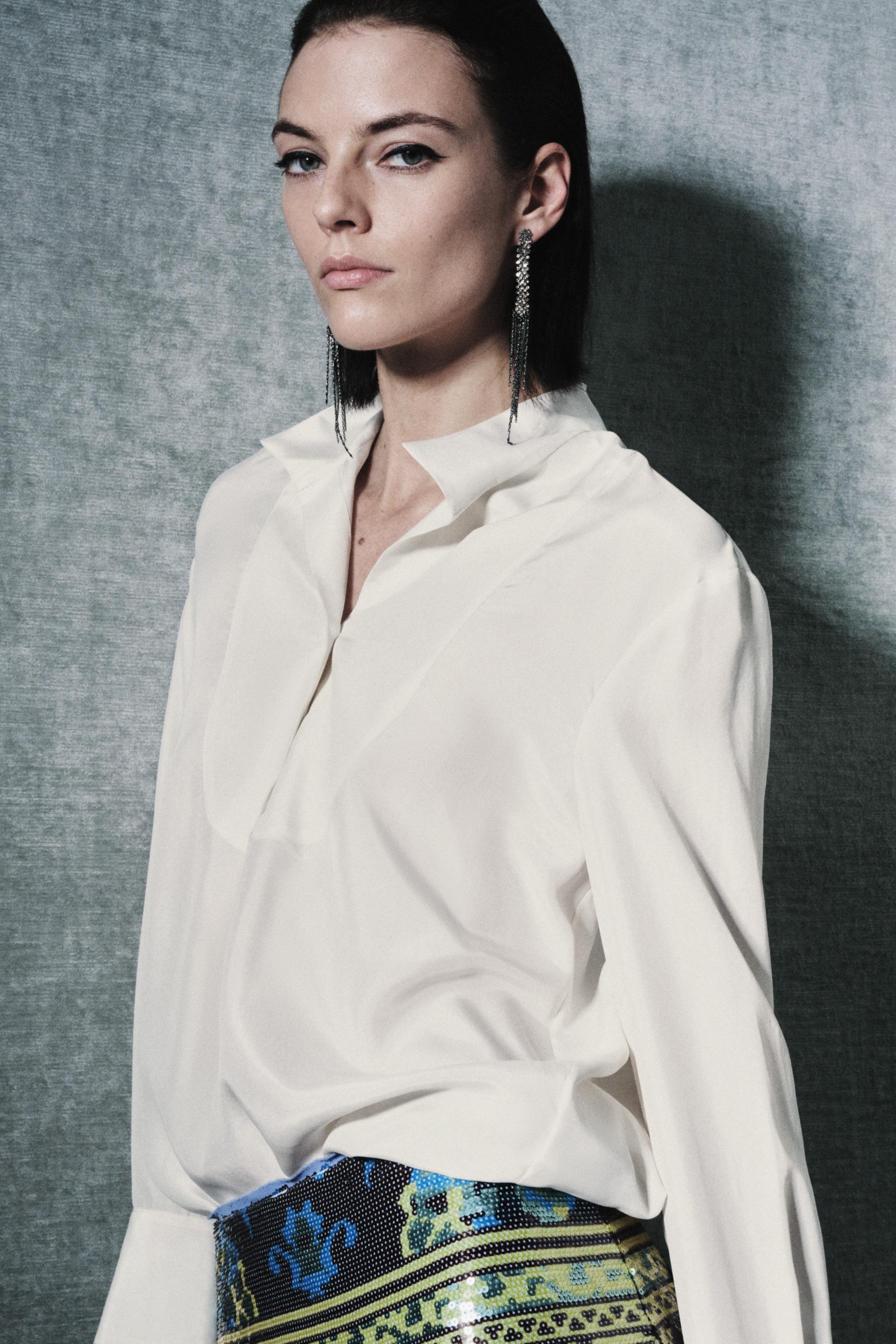 CHEMISE À PLASTRON SOIE 100% ZW COLLECTION LIMITED EDITION